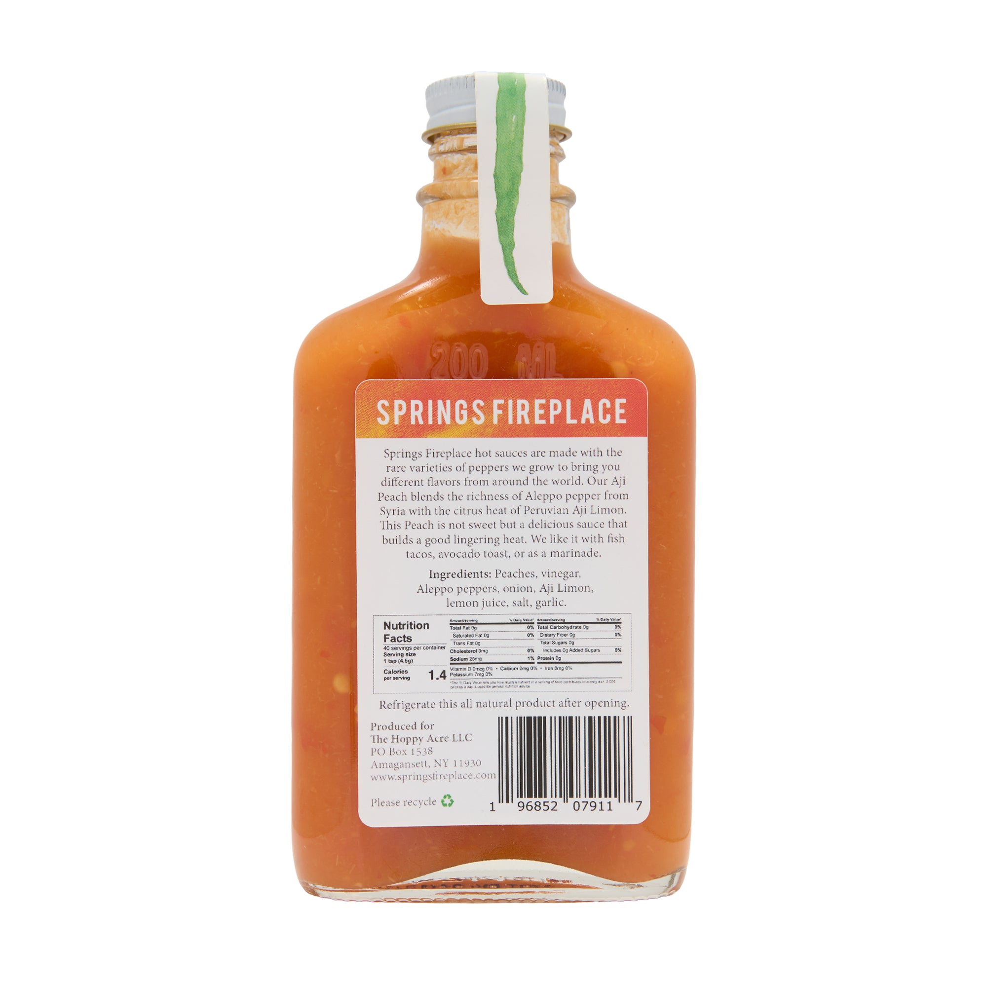 Springs Fireplace Hot Sauce Aji Peach