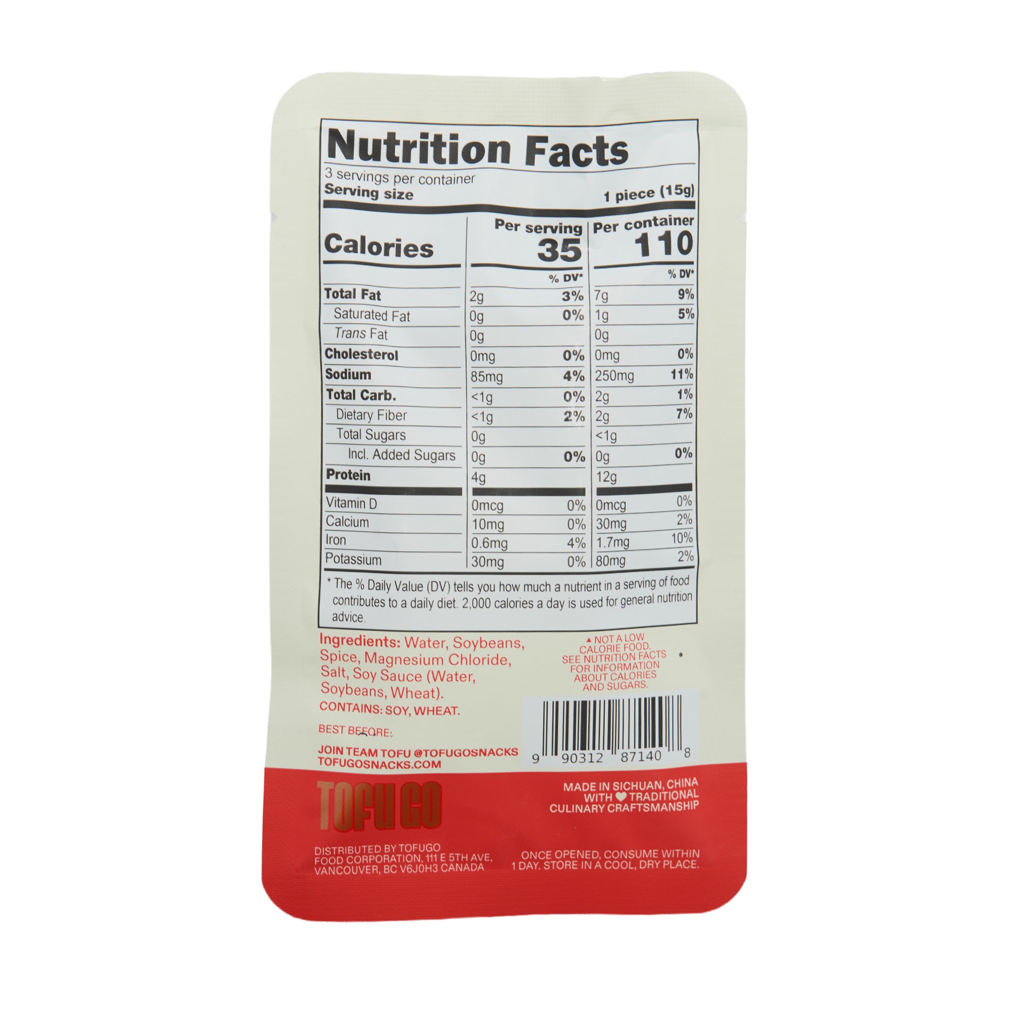TofuGo Protein Snack Soy Bbq