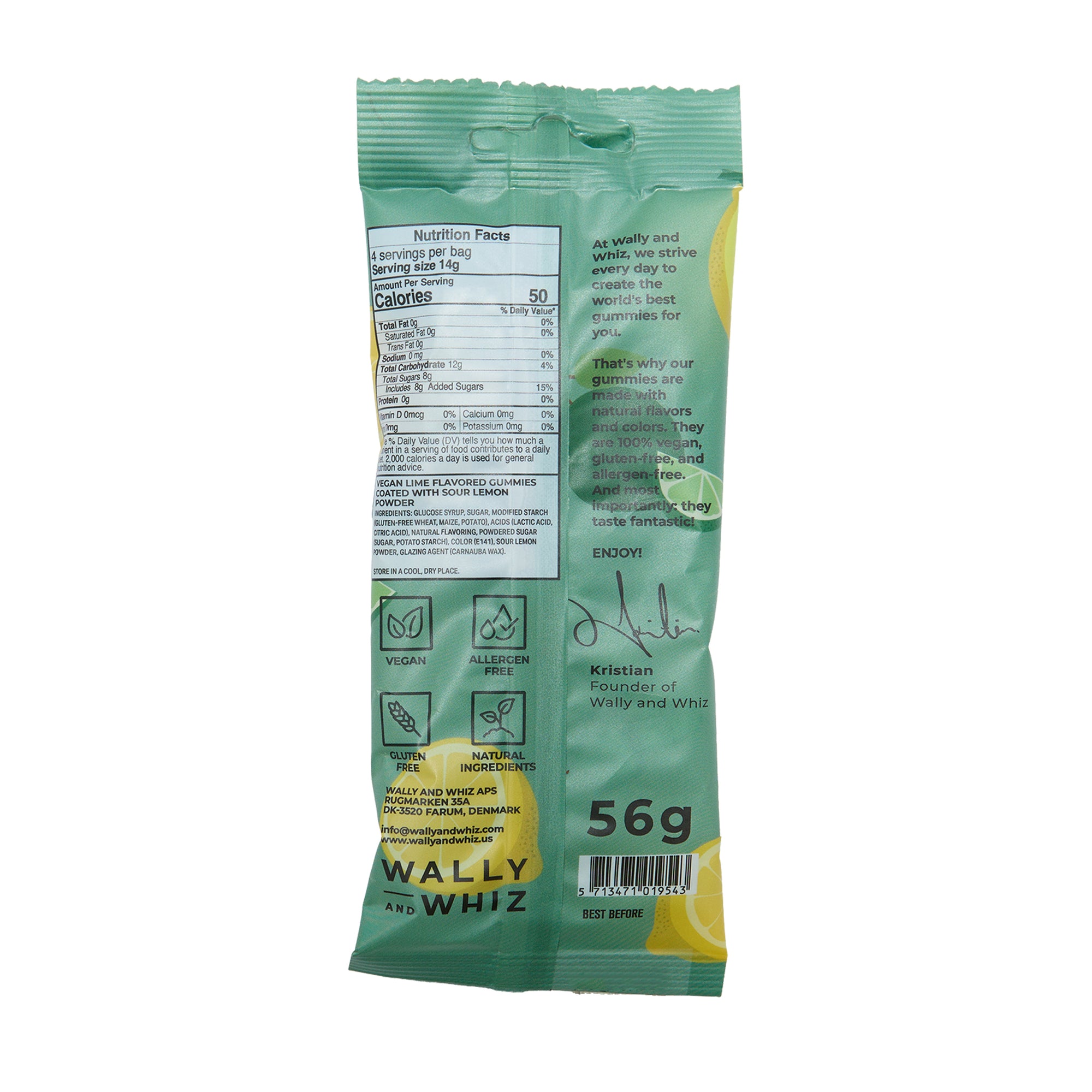 Wally & Whiz Danish Winegum Lime & Sour Lemon