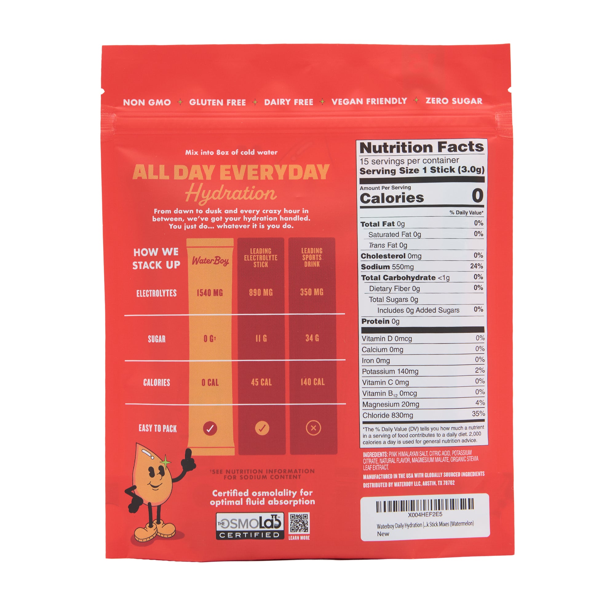 Waterboy Electrolyte Mix Daily Watermelon