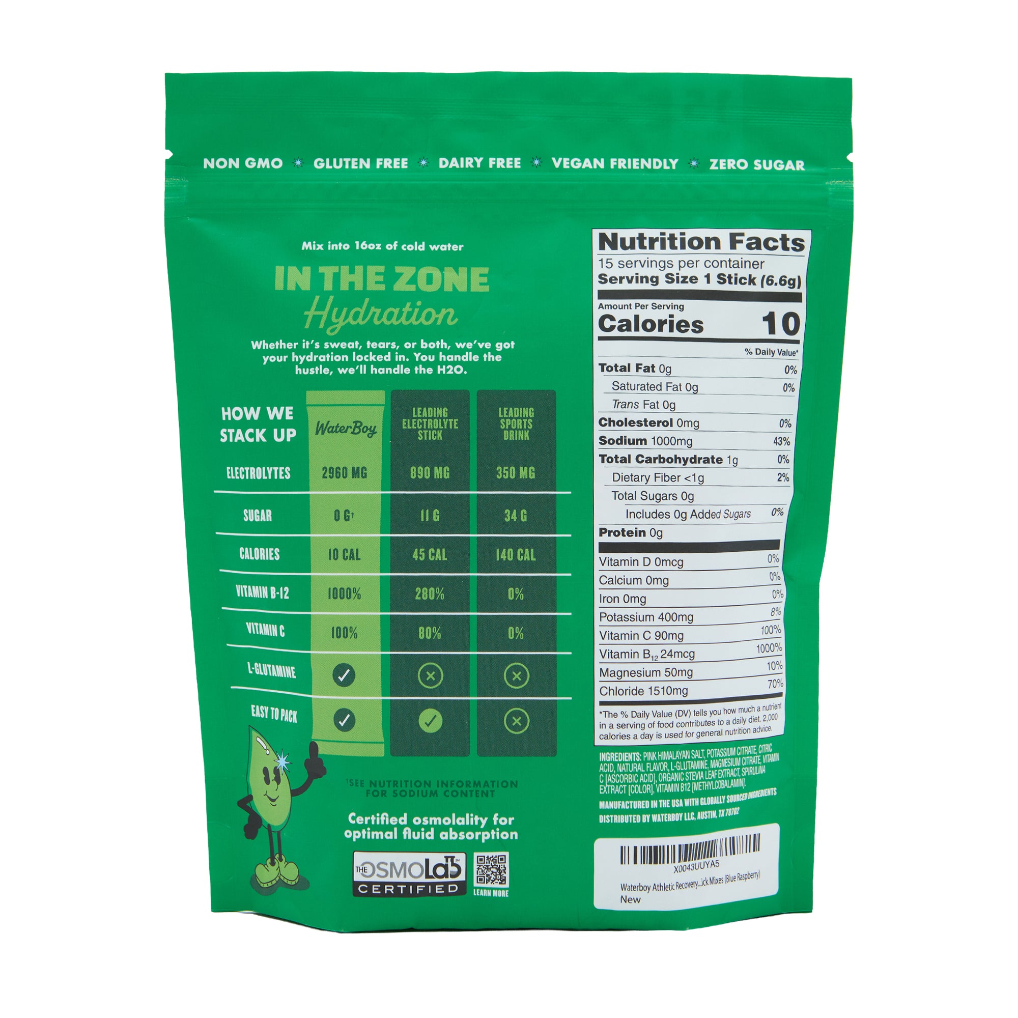 Waterboy Electrolyte Mix Workout Blue Raspberry