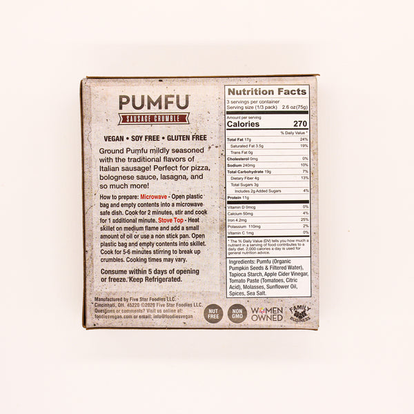 Foodies Pumfu Sausage Crumble - BESTIES Vegan Paradise