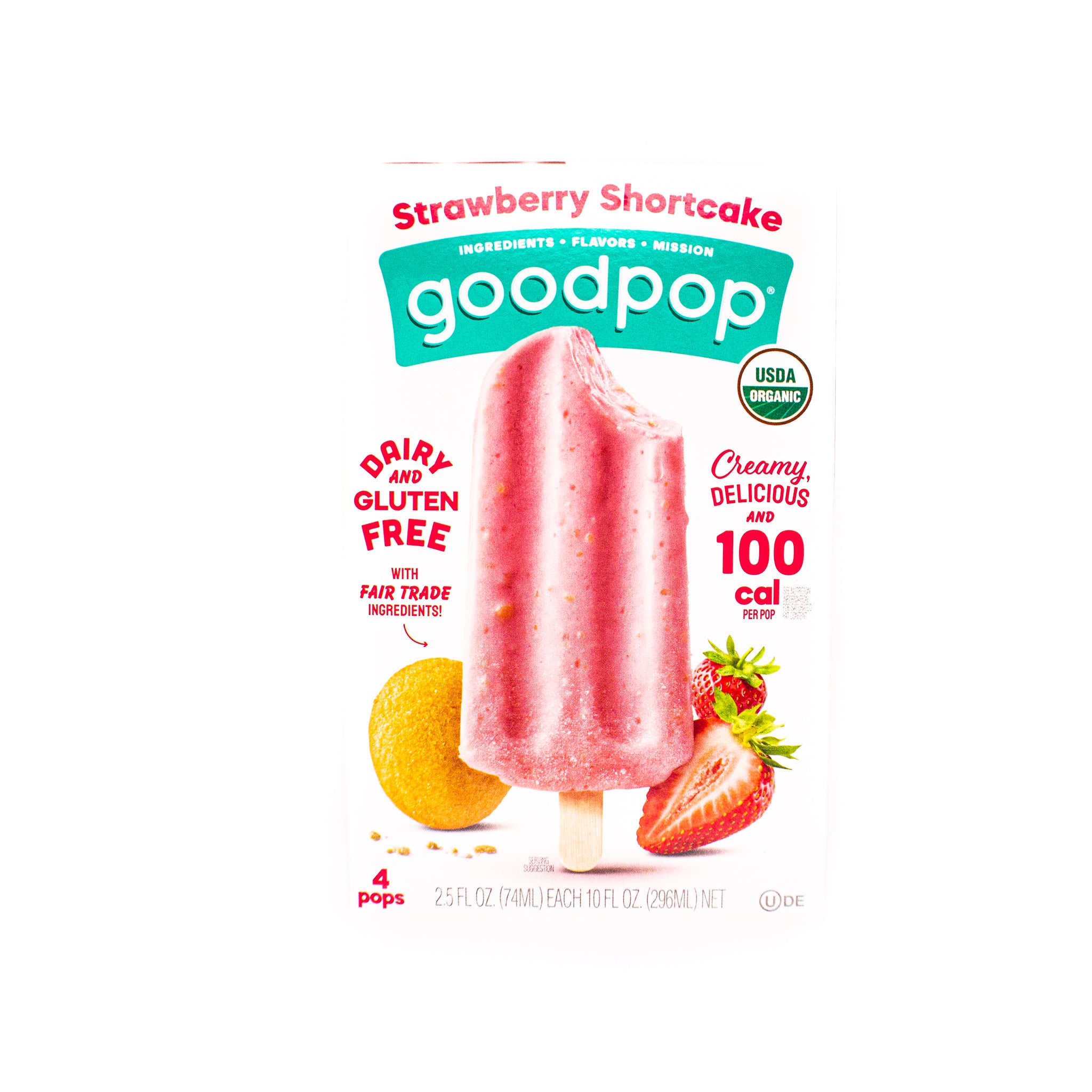 Goodpop Pops, Strawberry Shortcake - 4 pack, 2.5 fl oz pops