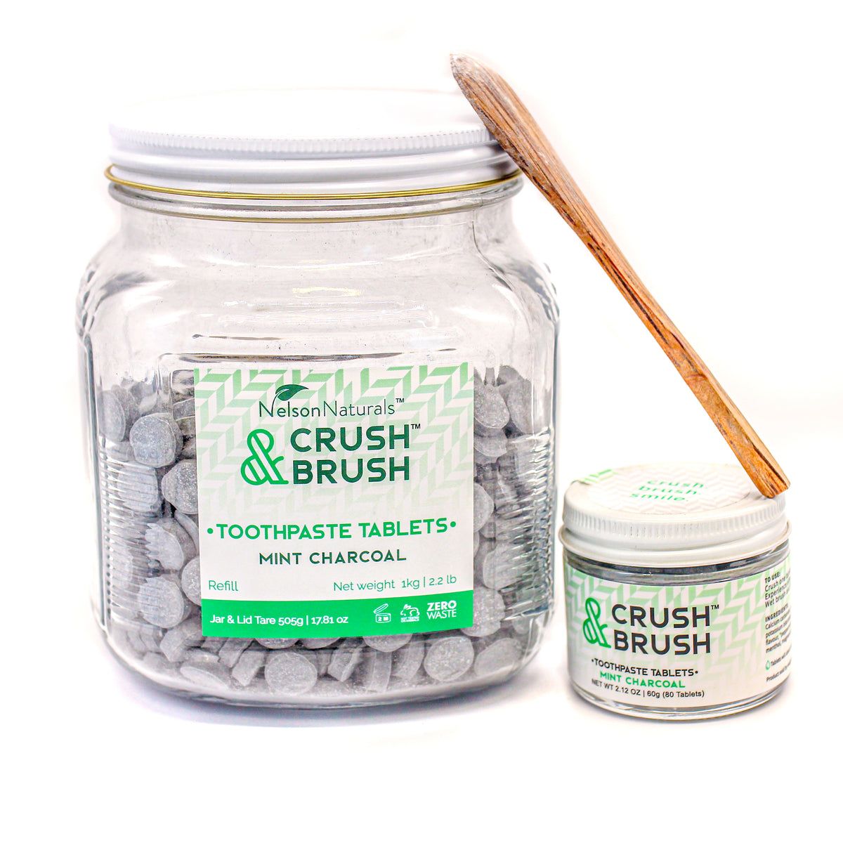 Nelson Naturals Bulk Toothpaste Crush &amp; Brush Mint Charcoal Tablets PER GRAM