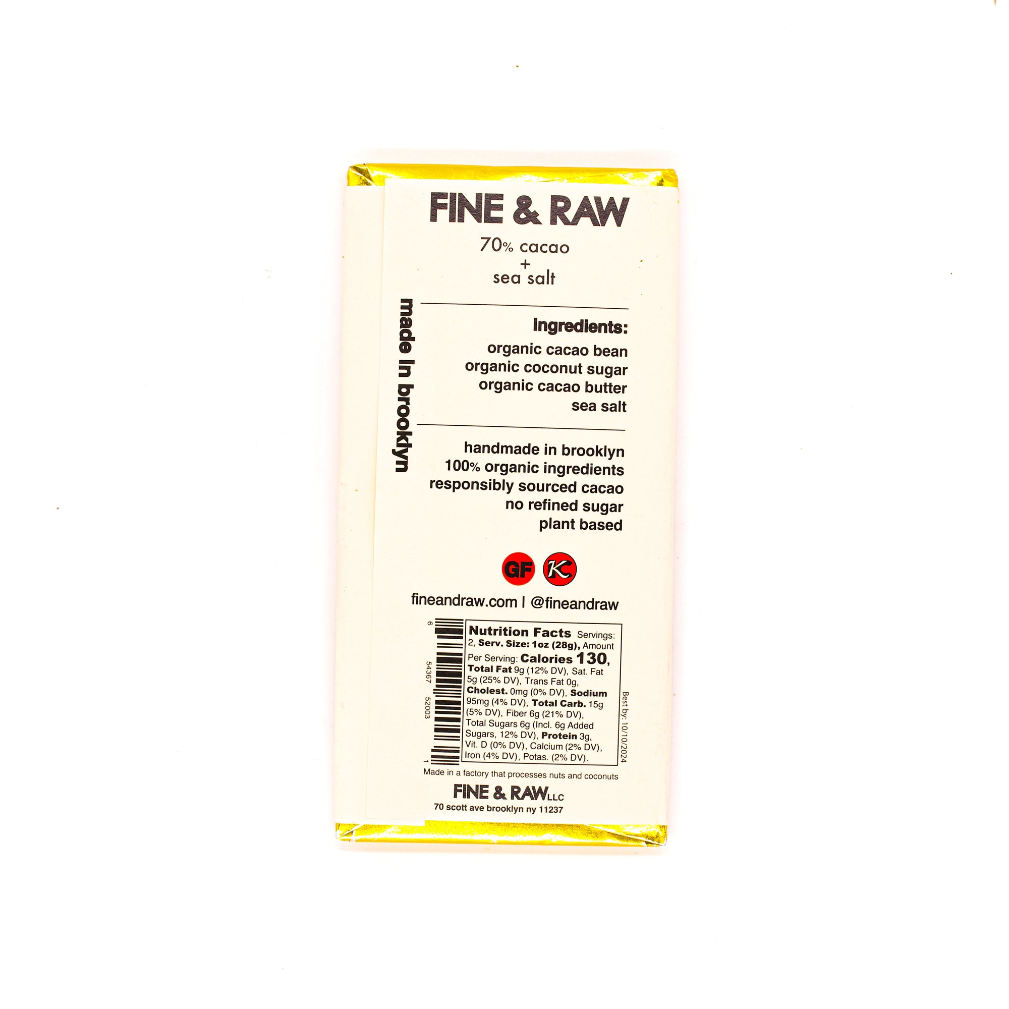 Fine & Raw Halloween Chocolate Bar Sea Salt Posh Freddie